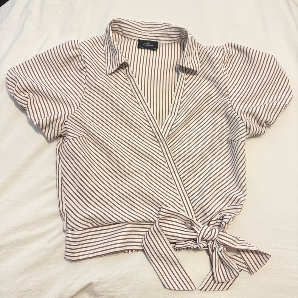 Milk & Honey - Striped Wrap Top - S/M